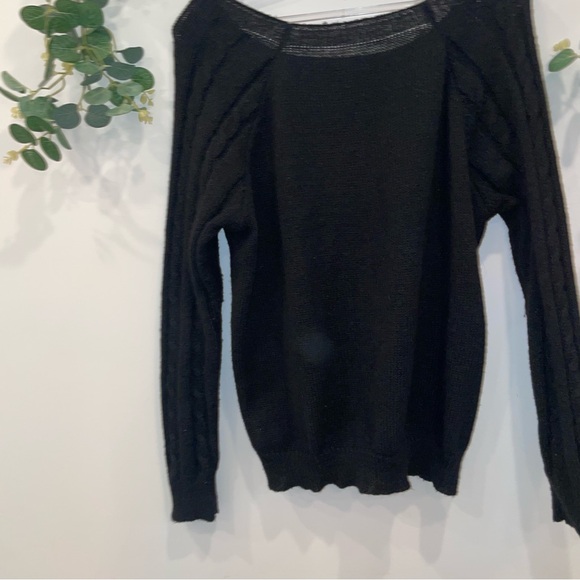 Black Cable Knit Sweater with Button Accents - Picture 4 of 8